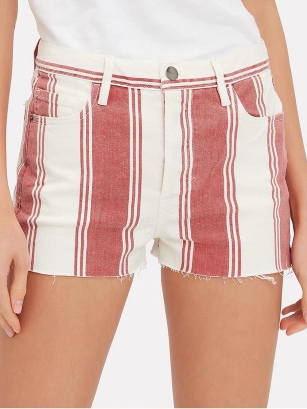 FRAME | 29 Striped Red & White Women’s Denim Shorts